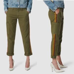 Joes Jeans Womens High Rise Velvet Stripe Cargo Trouser Pants Size 28 Army Green